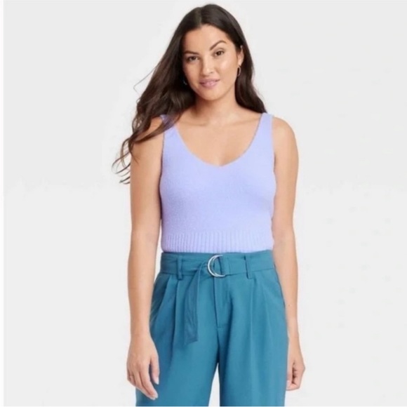 Target- A New Day Fuzzy Cardigan and V-Neck Fuzzy Sweater Tank - Picture 2 of 7